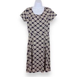 TALBOTS A-Line Nautical Short Sleeve Scuba Knit Dress size S